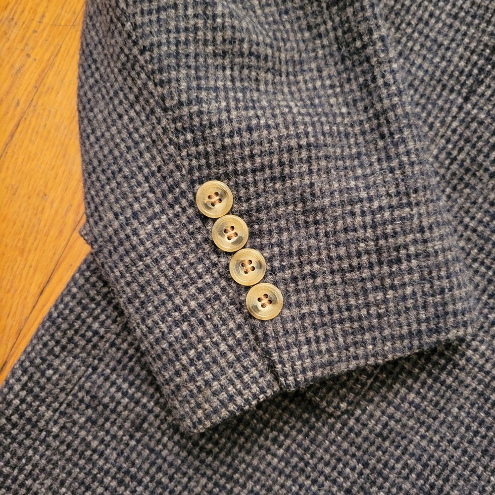 Ross Cromarty 44R Blazer Blue Tweed Houndstooth Wool Sport Coat USA Preppy - Picture 3 of 10